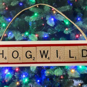 HogWild Christmas Ornament Arkansas Razorbacks Scrabble HandCrafted Made in USA